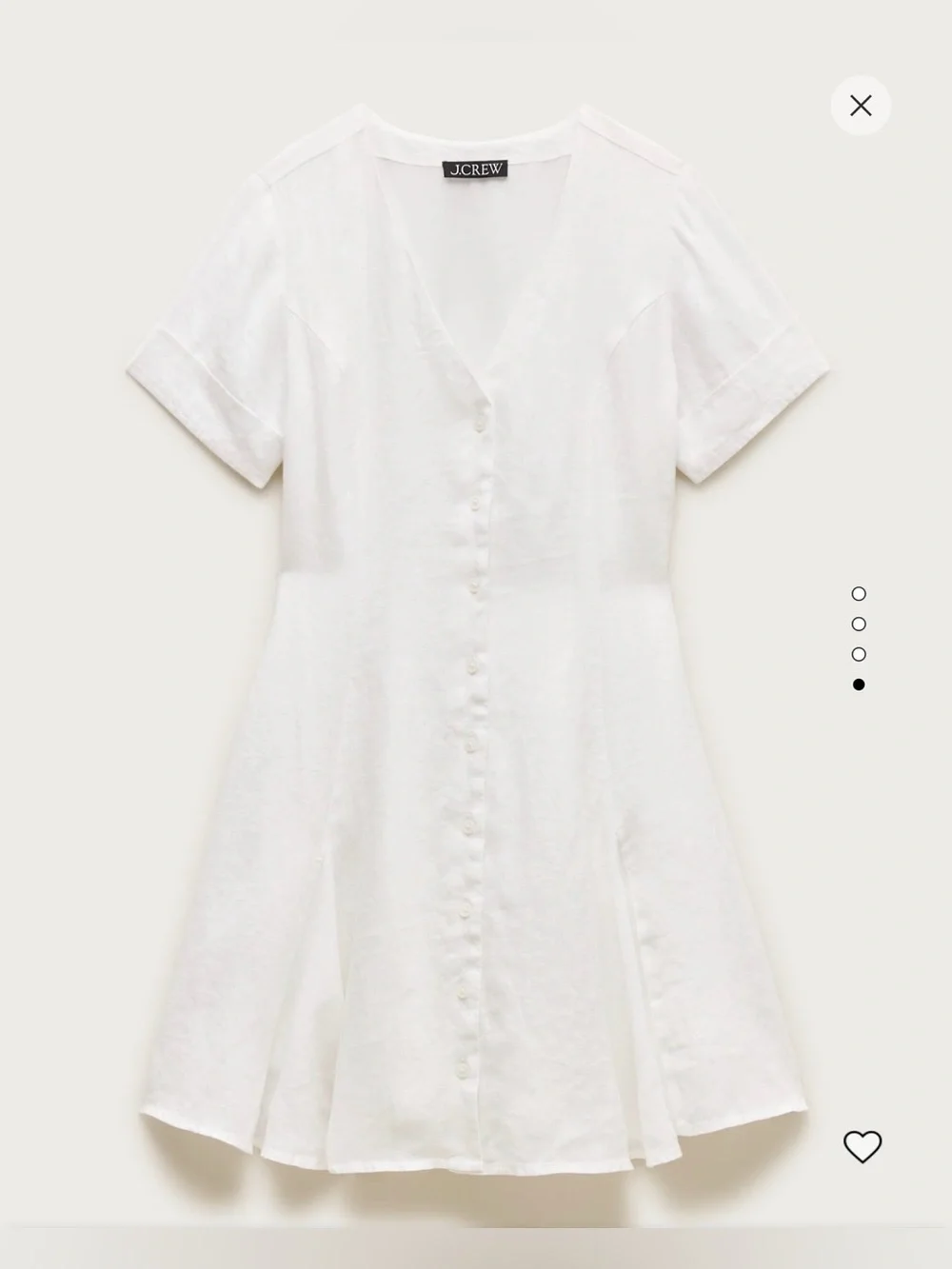 J.Crew Fleur Linen Mini Dress White Button Front Tie Back NWT Size 6